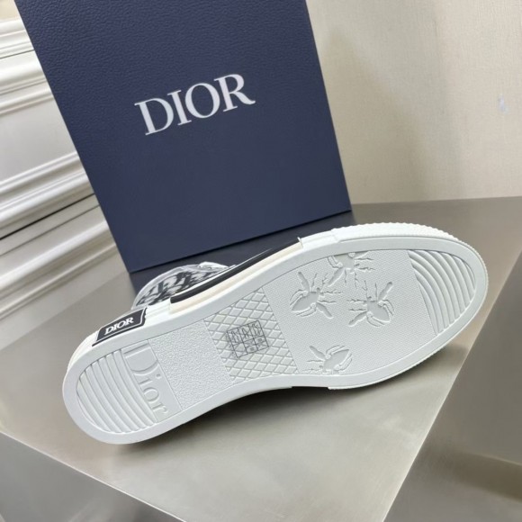 D*or men's b23 high-top sneakers in white and black oblique canvas