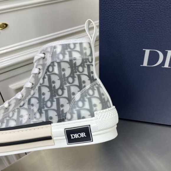 D*or men's b23 high-top sneakers in white and black oblique canvas