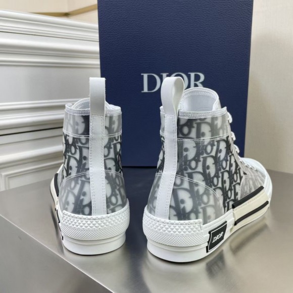 D*or men's b23 high-top sneakers in white and black oblique canvas