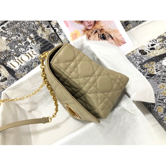 D*or caro medium bag in beige cannage calfskin