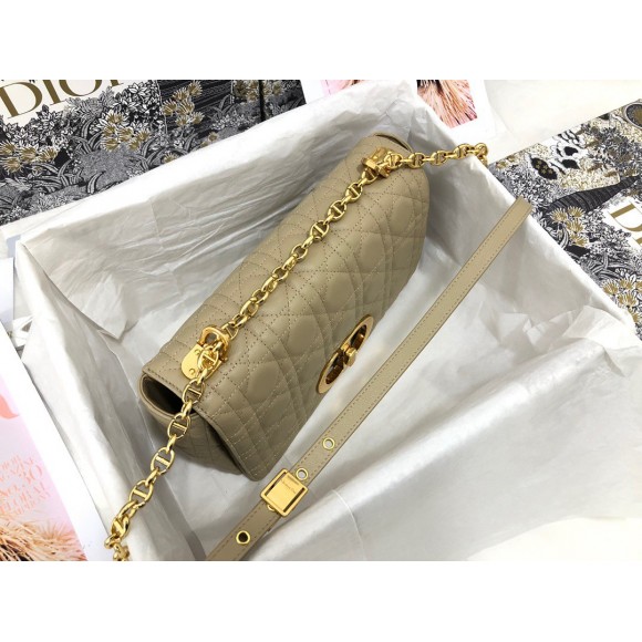 D*or caro medium bag in beige cannage calfskin