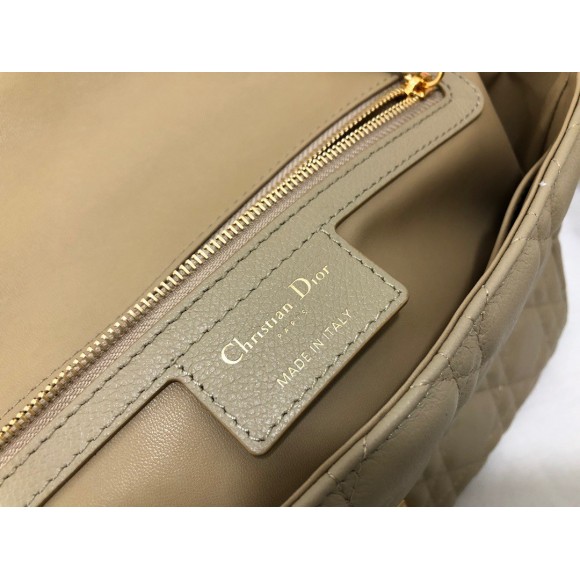 D*or caro medium bag in beige cannage calfskin