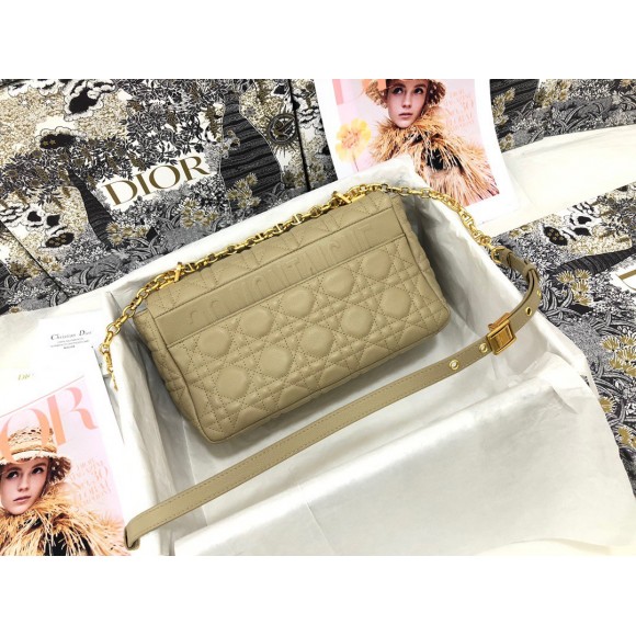 D*or caro medium bag in beige cannage calfskin