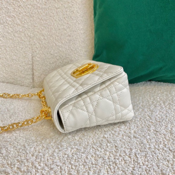 D*or caro small bag in white cannage calfskin