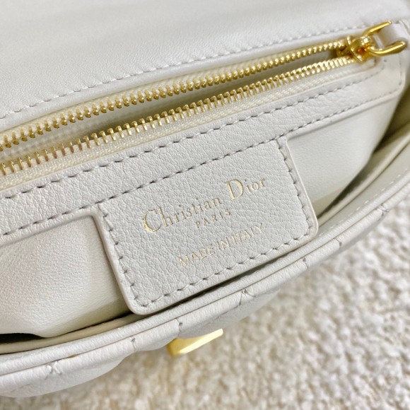 D*or caro small bag in white cannage calfskin