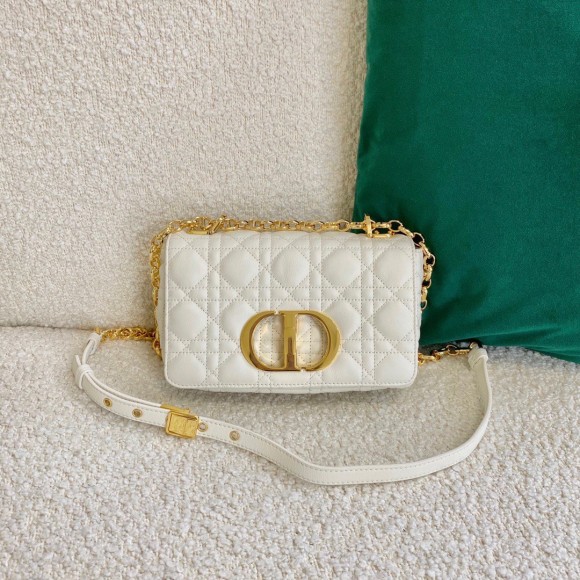 D*or caro small bag in white cannage calfskin