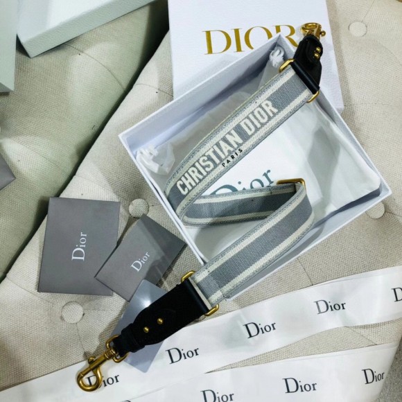 D*or adjustable shoulder strap in grey embroidery canvas