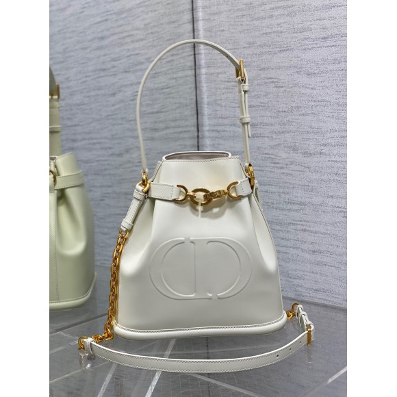 D*or c'est medium bag in white saddle calfskin