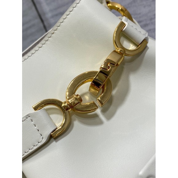 D*or c'est medium bag in white saddle calfskin