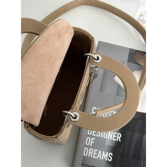 D*or small lady D*or my abcD*or bag in beige cannage lambskin