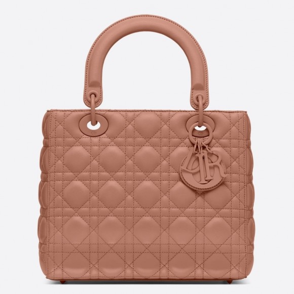 D*or lady D*or medium bag in blush ultramatte cannage calfskin