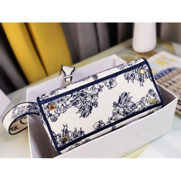 D*or lady d-lite medium bag in blue multicolor rêve d'infini embroidery