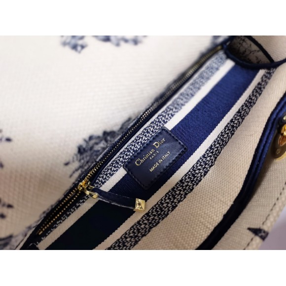 D*or lady d-lite medium bag in blue multicolor rêve d'infini embroidery