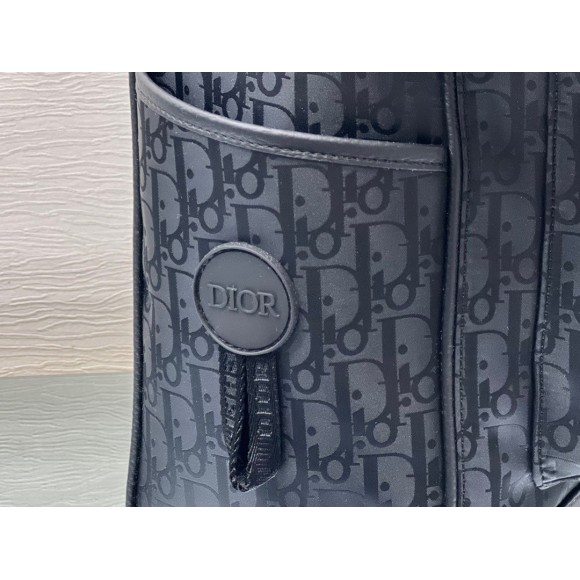 D*or explorer tote bag in black D*or oblique mirage technical fabric