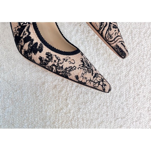 D*or j'aD*or slingback pumps 65mm in nude jardin botanique embroidery cotton