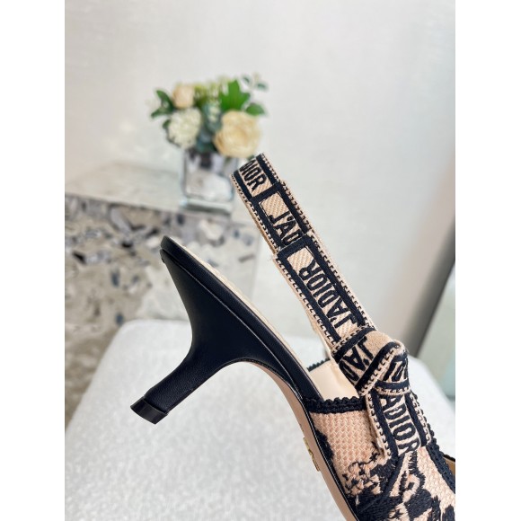 D*or j'aD*or slingback pumps 65mm in nude jardin botanique embroidery cotton