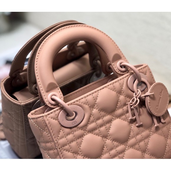 D*or lady D*or mini chain bag in blush ultramatte calfskin