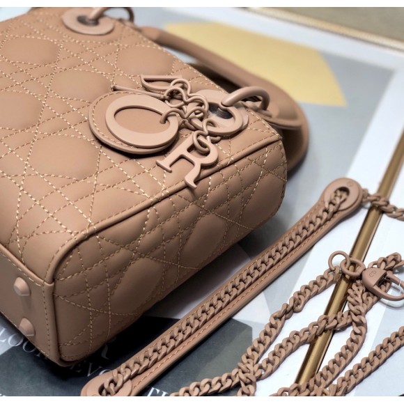 D*or lady D*or mini chain bag in blush ultramatte calfskin