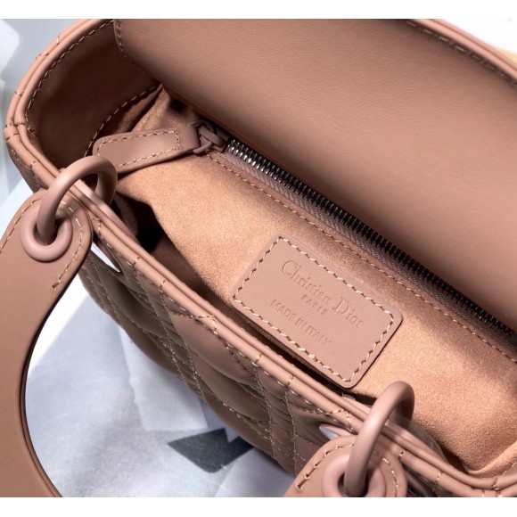 D*or lady D*or mini chain bag in blush ultramatte calfskin