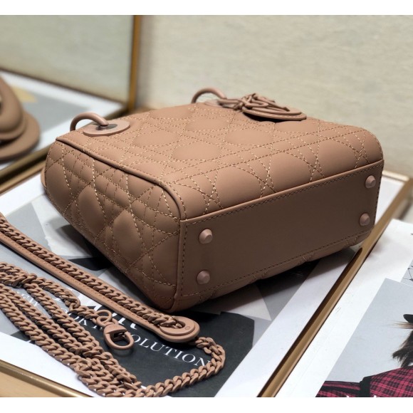 D*or lady D*or mini chain bag in blush ultramatte calfskin