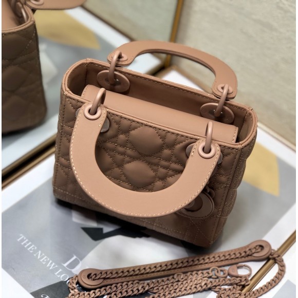D*or lady D*or mini chain bag in blush ultramatte calfskin