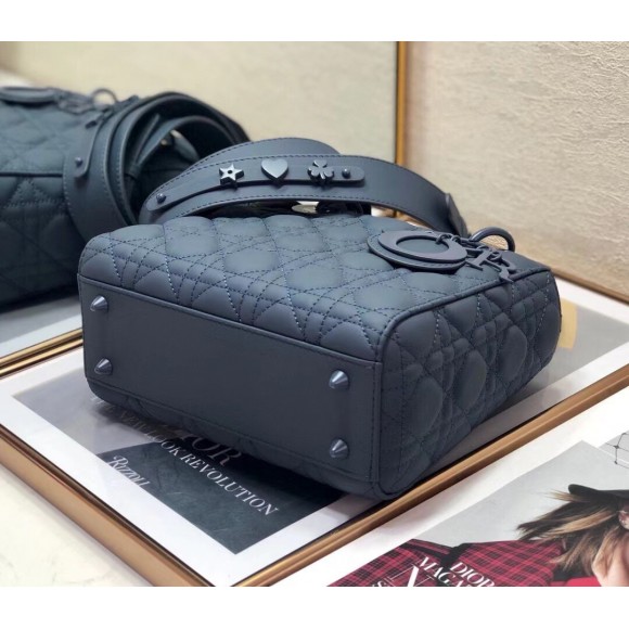 D*or small lady D*or my abcD*or bag in blue ultramatte calfskin