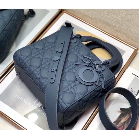D*or small lady D*or my abcD*or bag in blue ultramatte calfskin