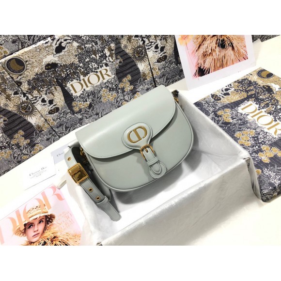 D*or bobby medium bag in grey box calfskin