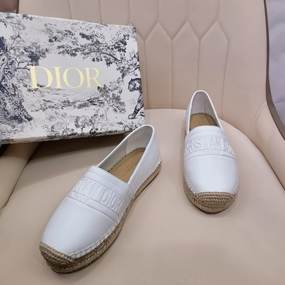 D*or granville espadrilles in white embossed lambskin