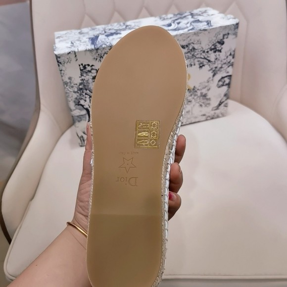 D*or granville espadrilles in white embossed lambskin