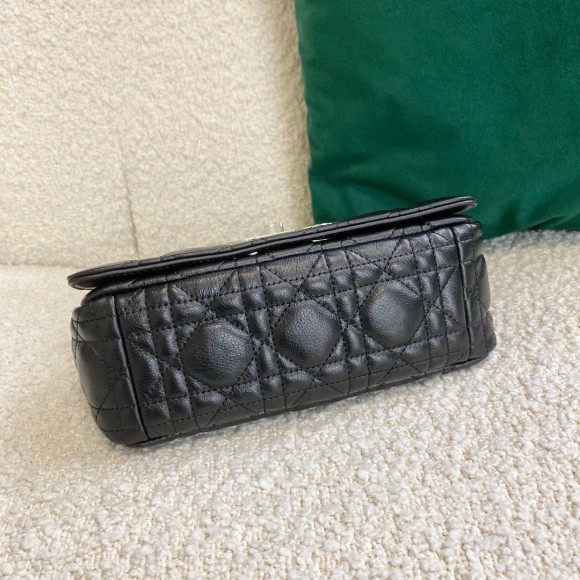 D*or caro small bag in noir cannage calfskin