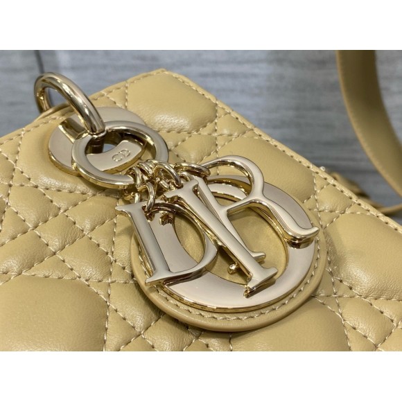 D*or small lady D*or my abcD*or bag in pastel yellow lambskin
