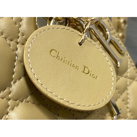 D*or small lady D*or my abcD*or bag in pastel yellow lambskin
