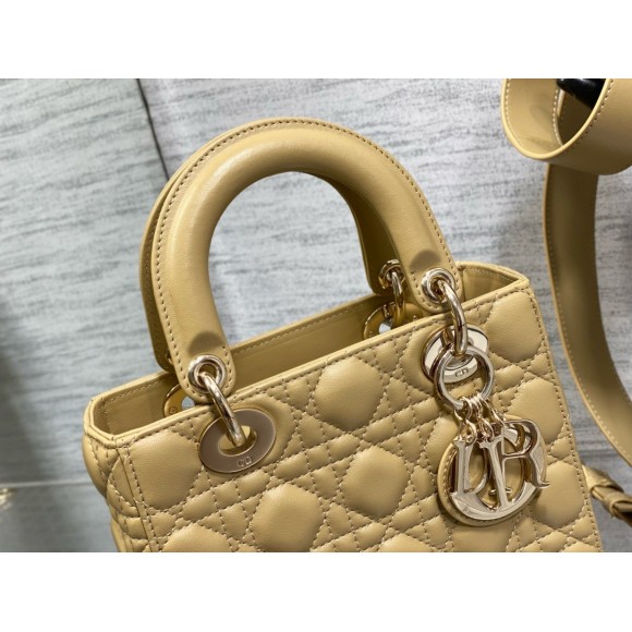 D*or small lady D*or my abcD*or bag in pastel yellow lambskin