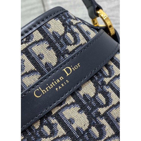 D*or c'est medium bag in blue oblique jacquard
