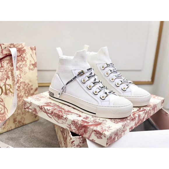 D*or walk'n'D*or mid-top sneakers in white technical knit