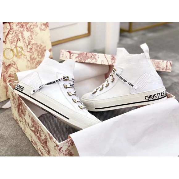 D*or walk'n'D*or mid-top sneakers in white technical knit