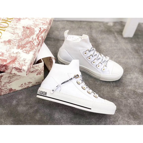 D*or walk'n'D*or mid-top sneakers in white technical knit