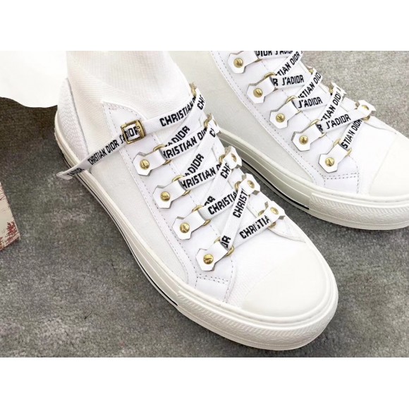 D*or walk'n'D*or mid-top sneakers in white technical knit