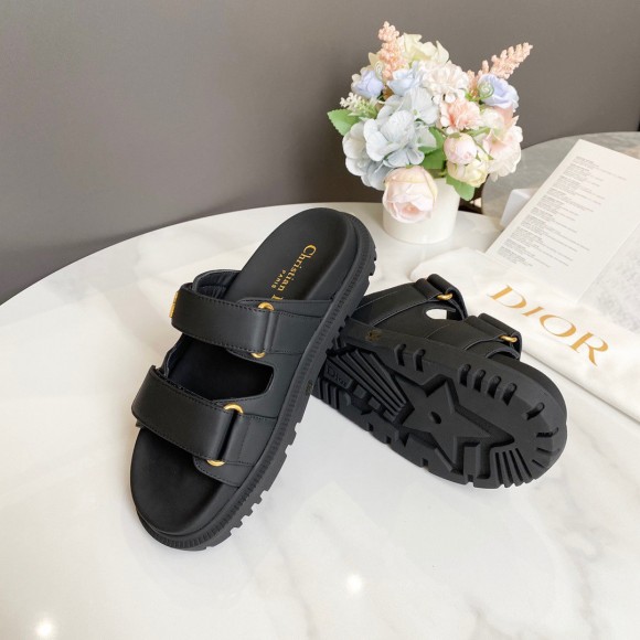 D*or D*oract slide sandals in black lambskin