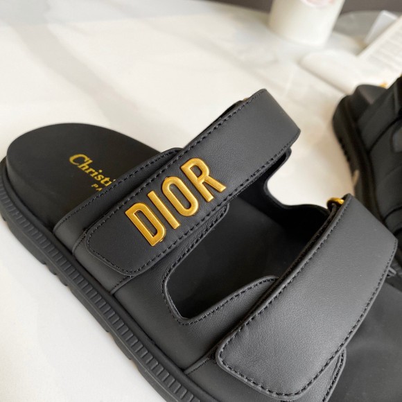D*or D*oract slide sandals in black lambskin