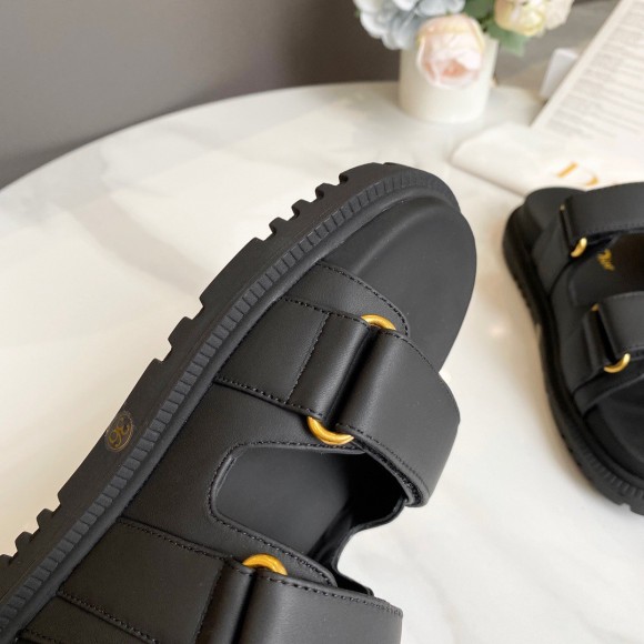 D*or D*oract slide sandals in black lambskin