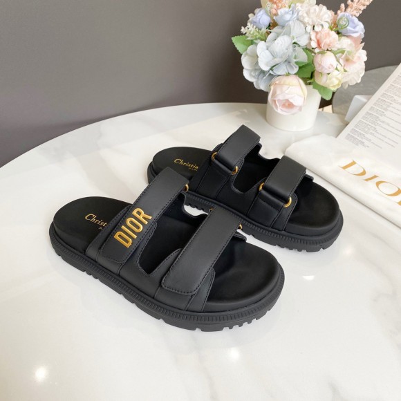 D*or D*oract slide sandals in black lambskin