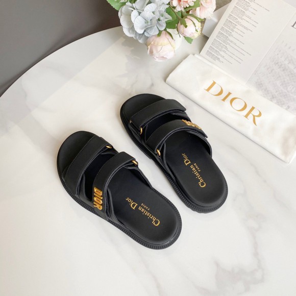 D*or D*oract slide sandals in black lambskin