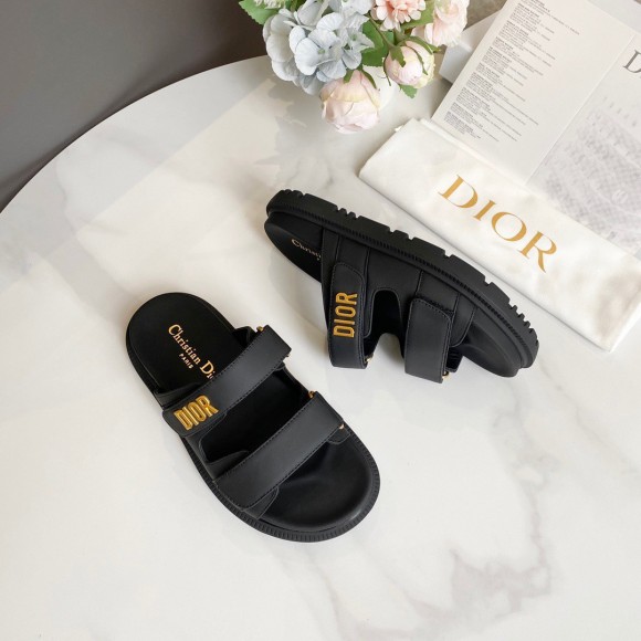 D*or D*oract slide sandals in black lambskin