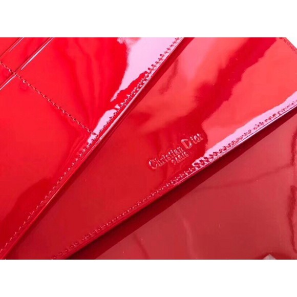D*or lady D*or chain pouch in red patent cannage calfskin