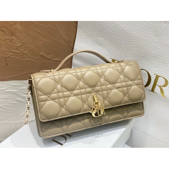 D*or miss D*or mini bag in beige cannage lambskin