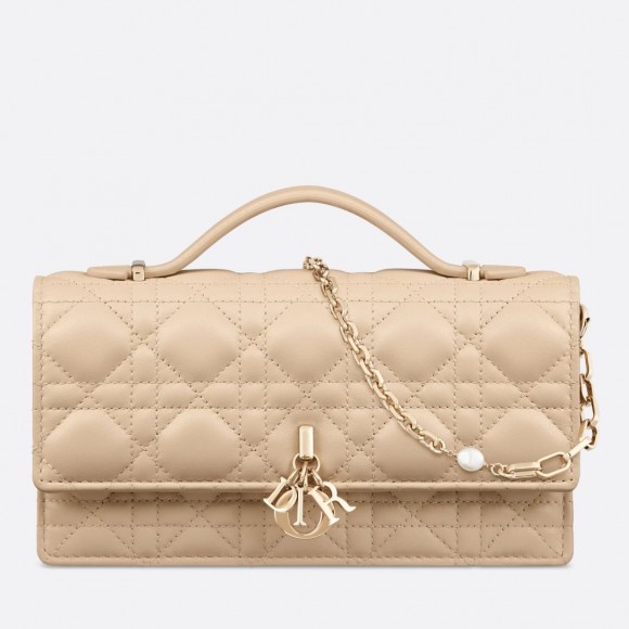 D*or miss D*or mini bag in beige cannage lambskin