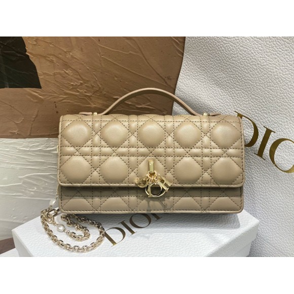 D*or miss D*or mini bag in beige cannage lambskin