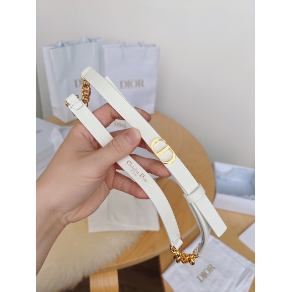 D*or caro 15mm belt in white calfskin and chain